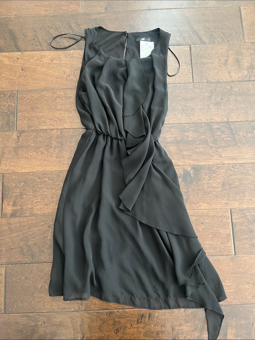 H&M Black Asymmetrical Ruffle Dress